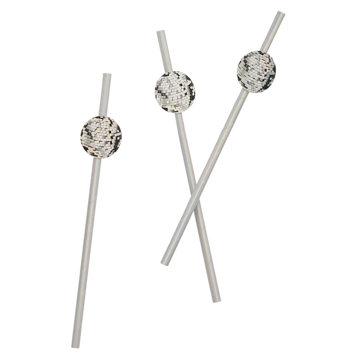 Iridescent Disco Ball Paper Straws 16ct - Stesha Party