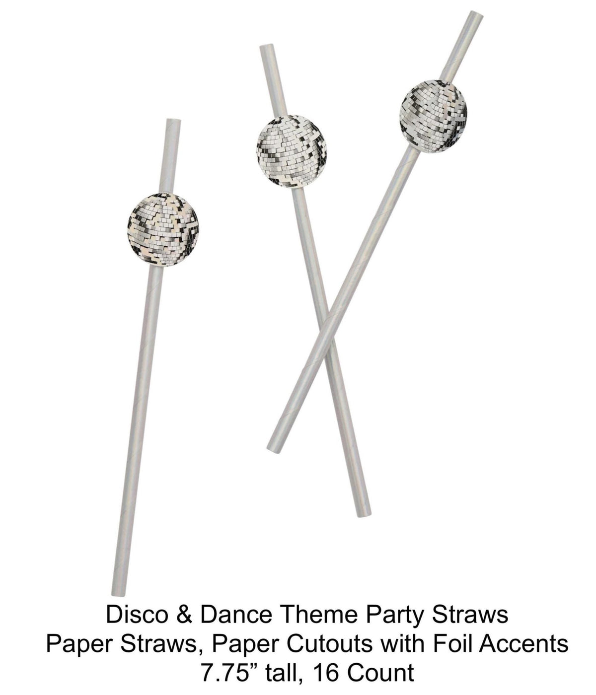 Iridescent Disco Ball Paper Straws 16ct - Stesha Party