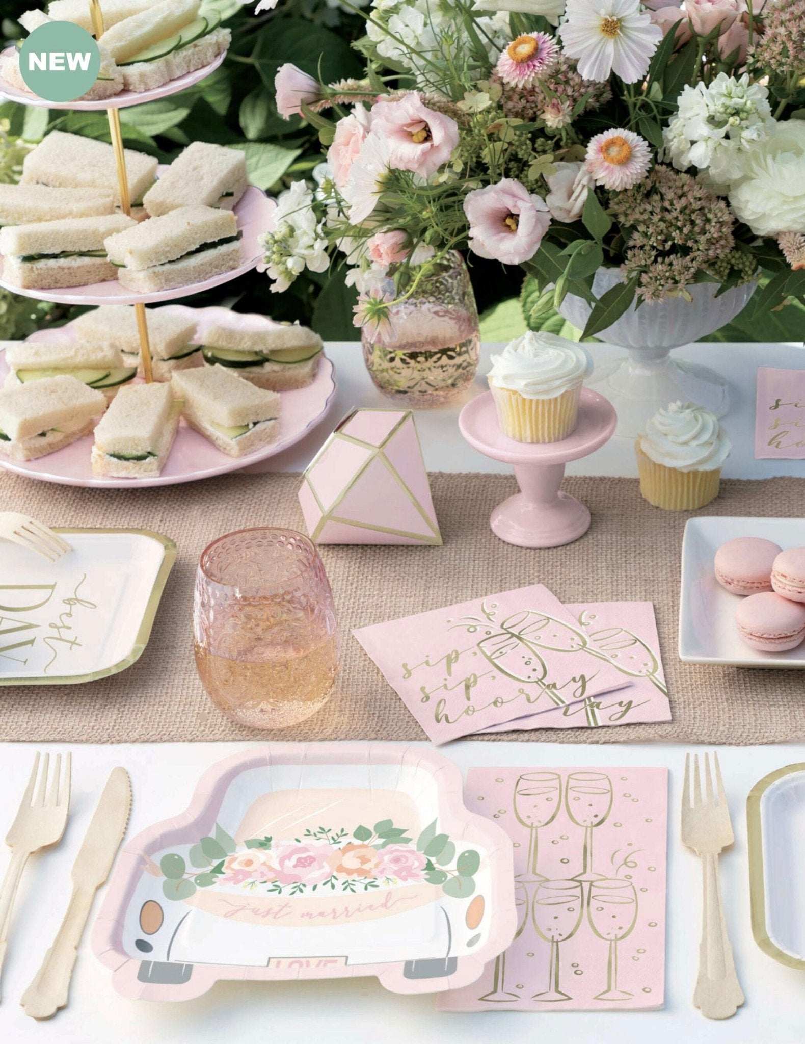 Just Married Car Floral Paper Plates - Stesha Party