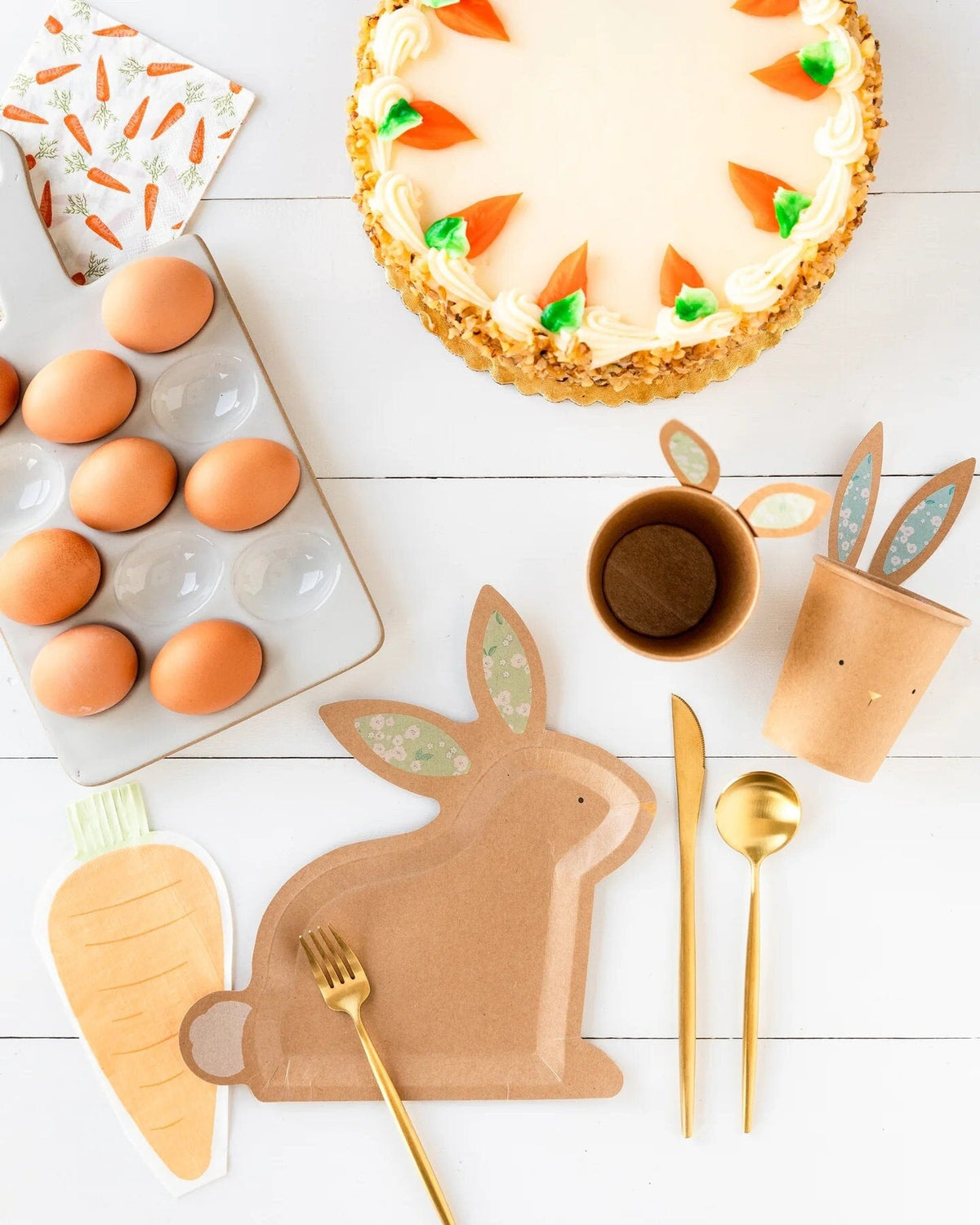 Kraft Bunny Paper Plates - Stesha Party