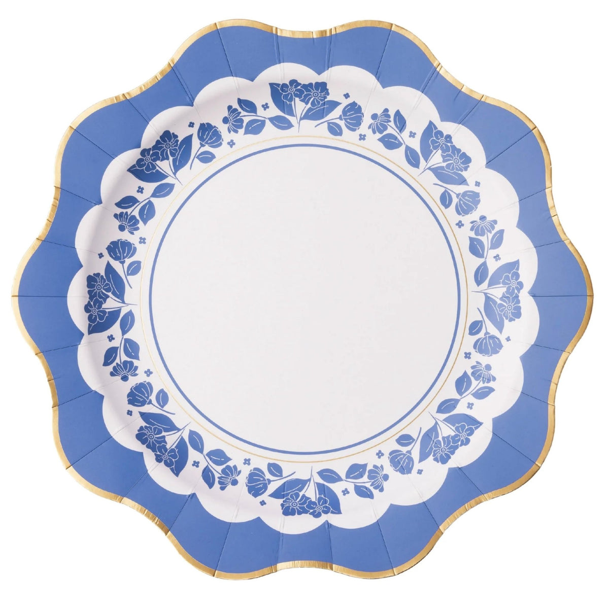 Large Blue Floral Dinner Plates 8ct - Stesha Party