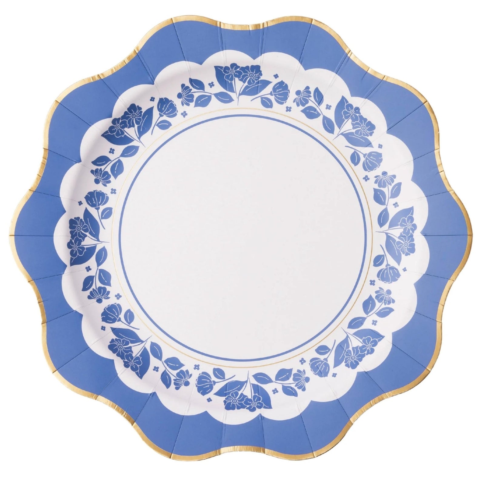 Large Blue Floral Dinner Plates 8ct - Stesha Party