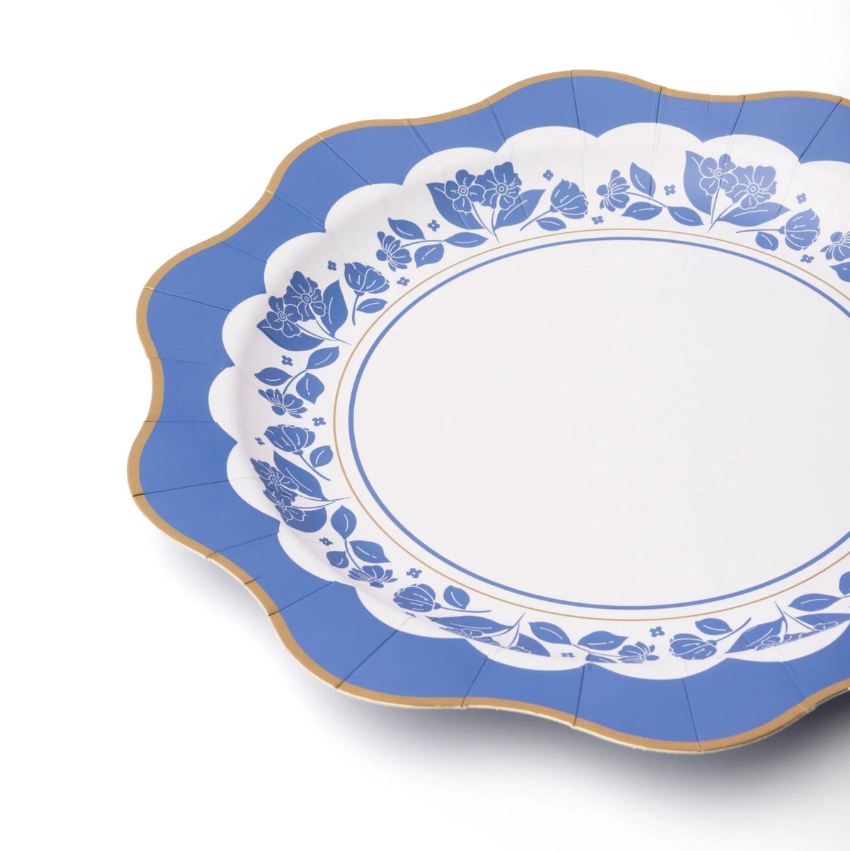 Large Blue Floral Dinner Plates 8ct - Stesha Party