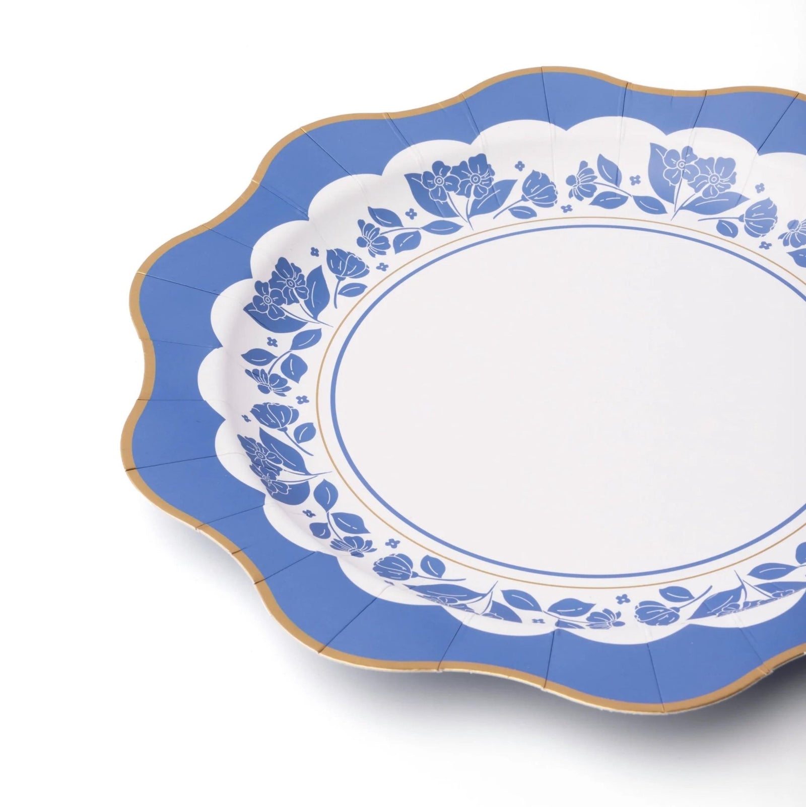 Large Blue Floral Dinner Plates 8ct - Stesha Party