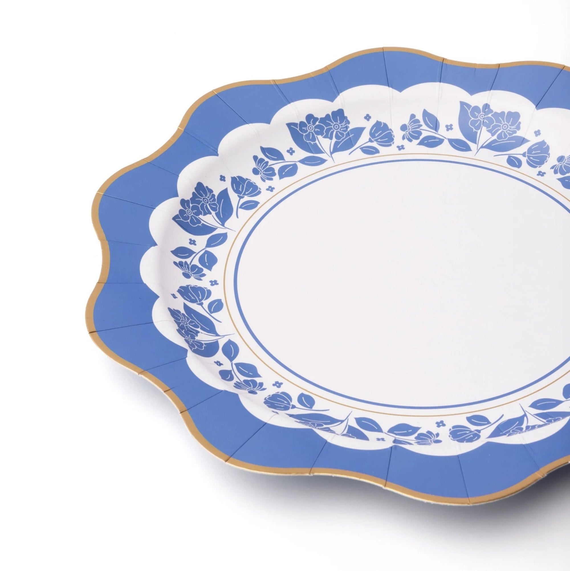 Large Blue Floral Dinner Plates 8ct - Stesha Party