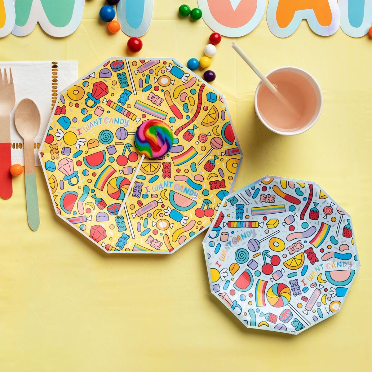Large Candy Party Plates - Stesha Party