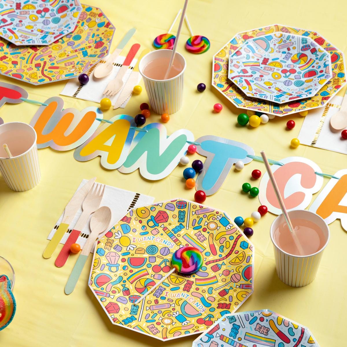 Large Candy Party Plates - Stesha Party
