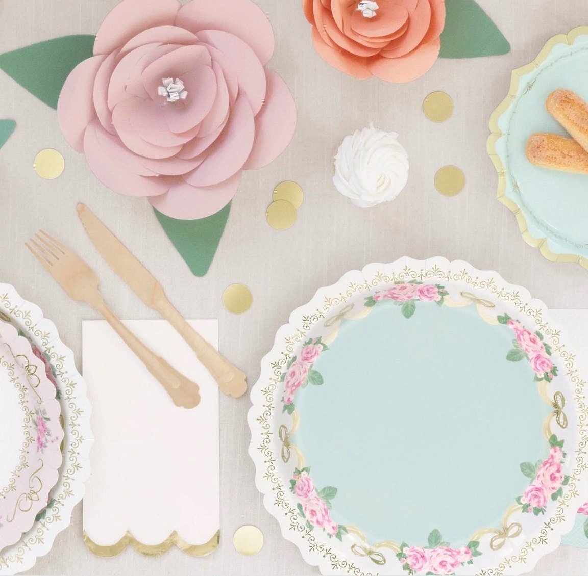 Large Floral Paper Dinner Plates - Stesha Party