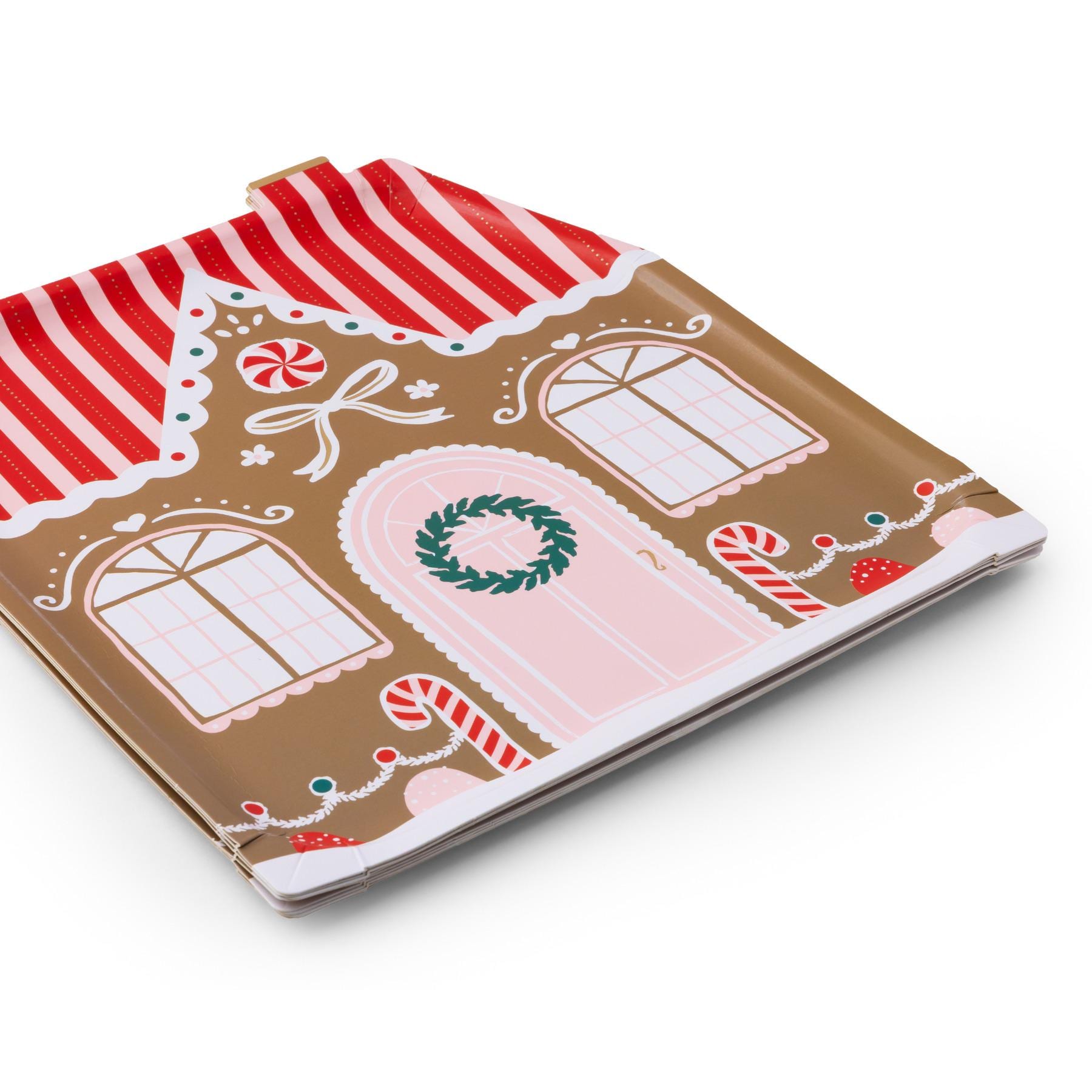 Large Pink & Red Gingerbread House Plates - Stesha Party