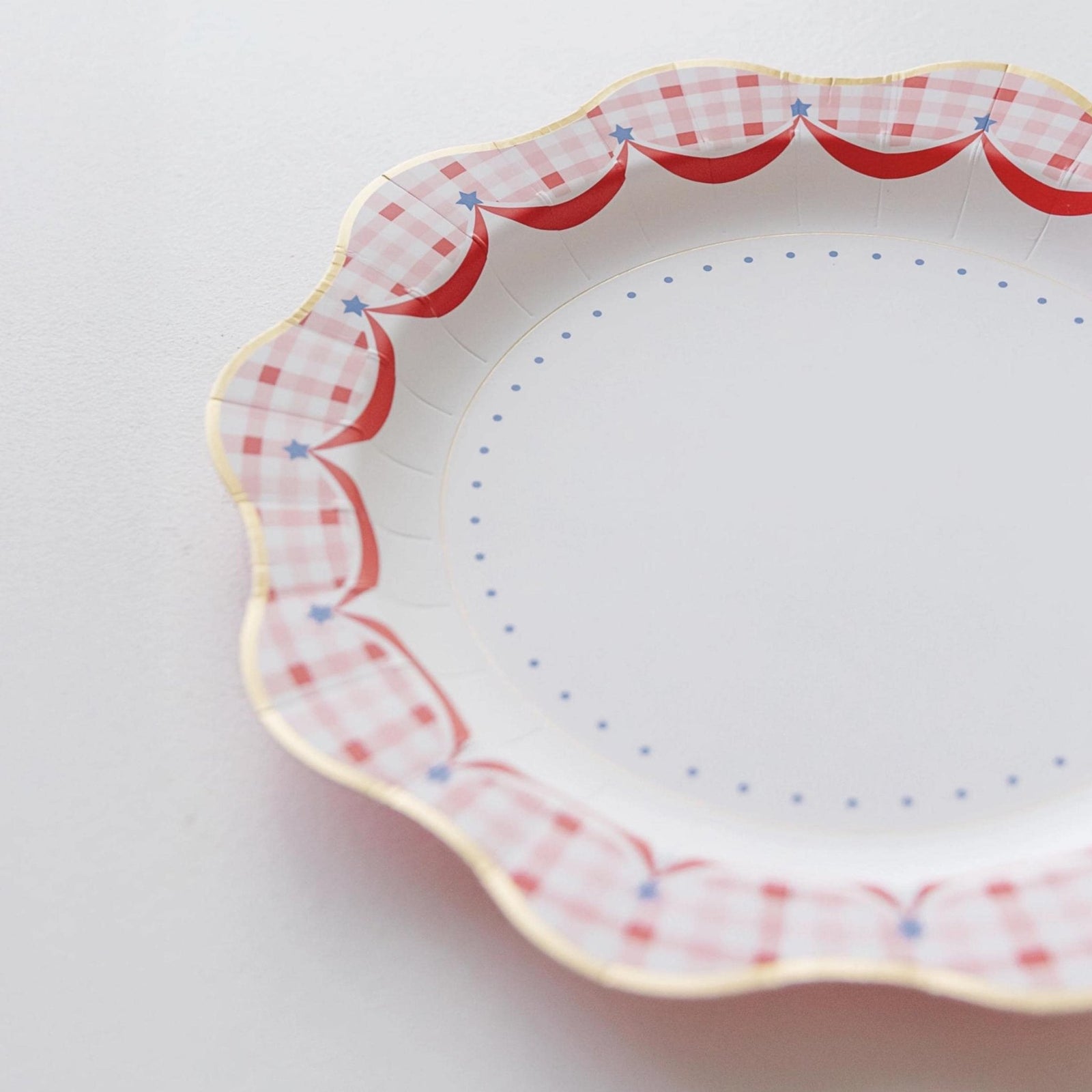Large Red White & Blue Gingham Plates 8ct - Stesha Party