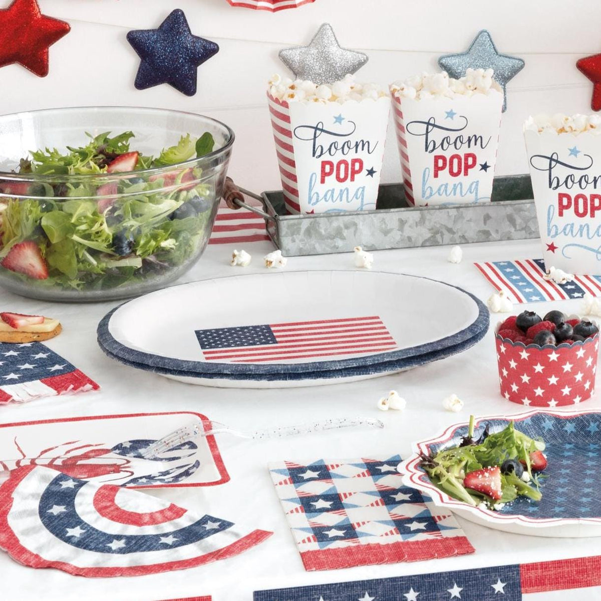 Large USA Flag Oval Plates 8ct - Stesha Party