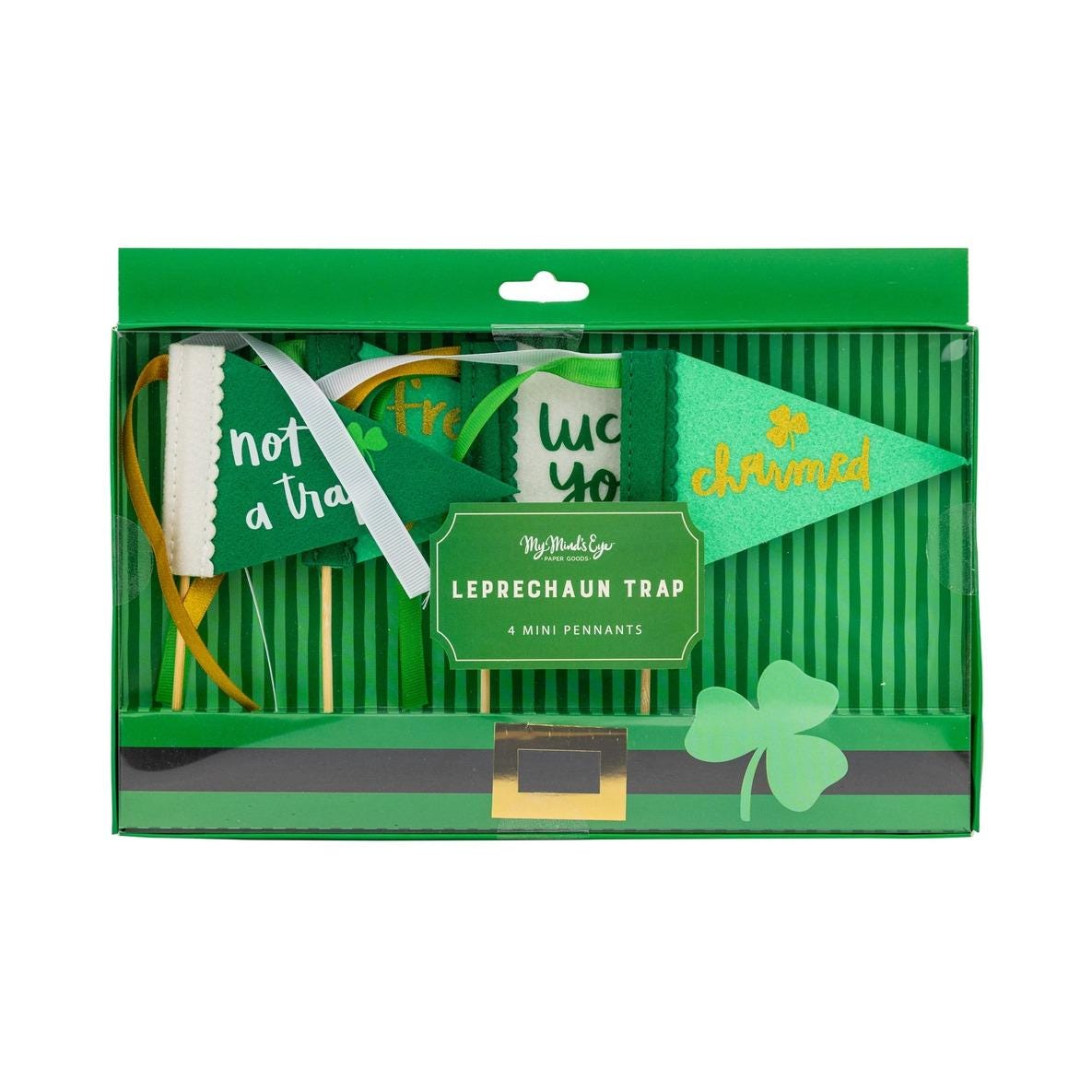Leprechaun Trap Felt Flags 4ct - Stesha Party