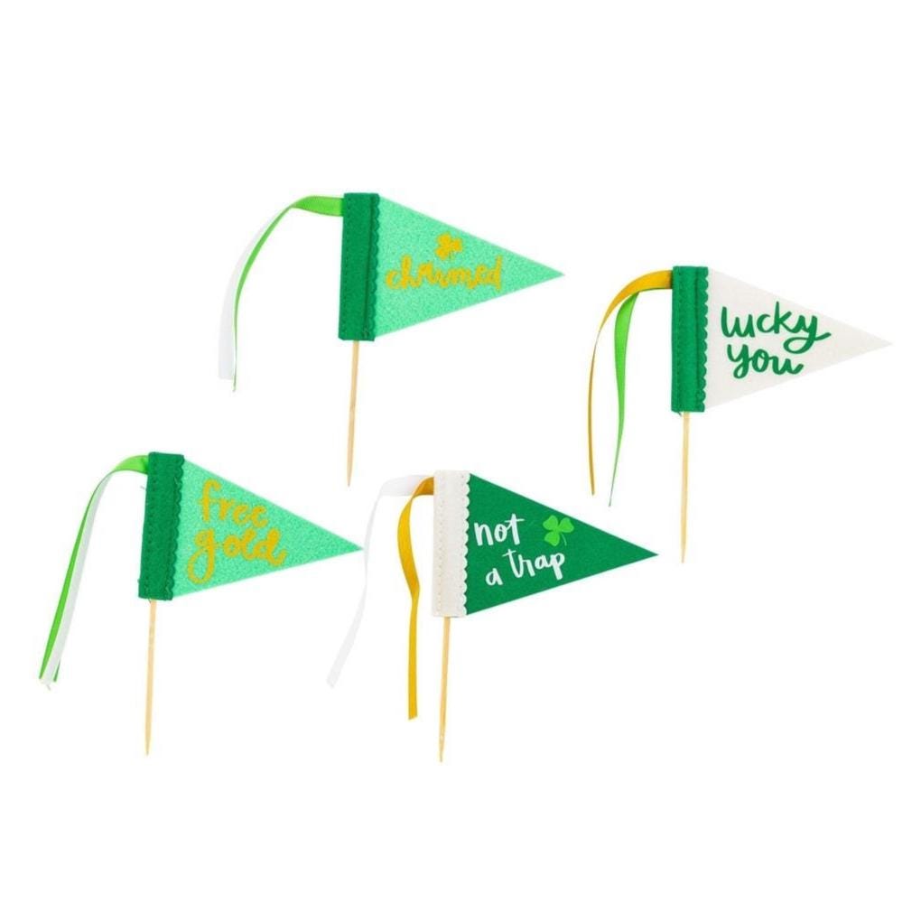Leprechaun Trap Felt Flags 4ct - Stesha Party