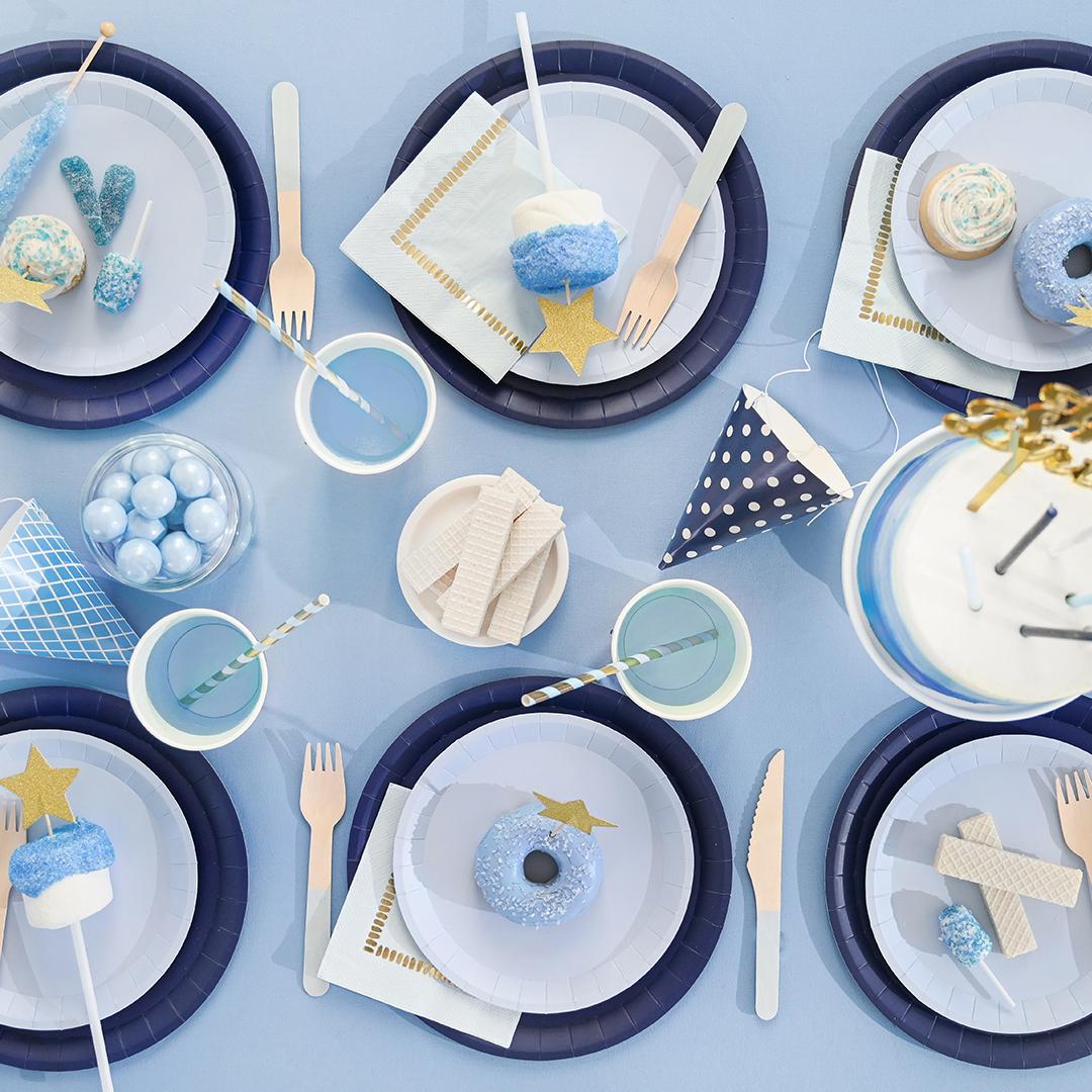 Light Blue & Gold Party Napkins - Stesha Party