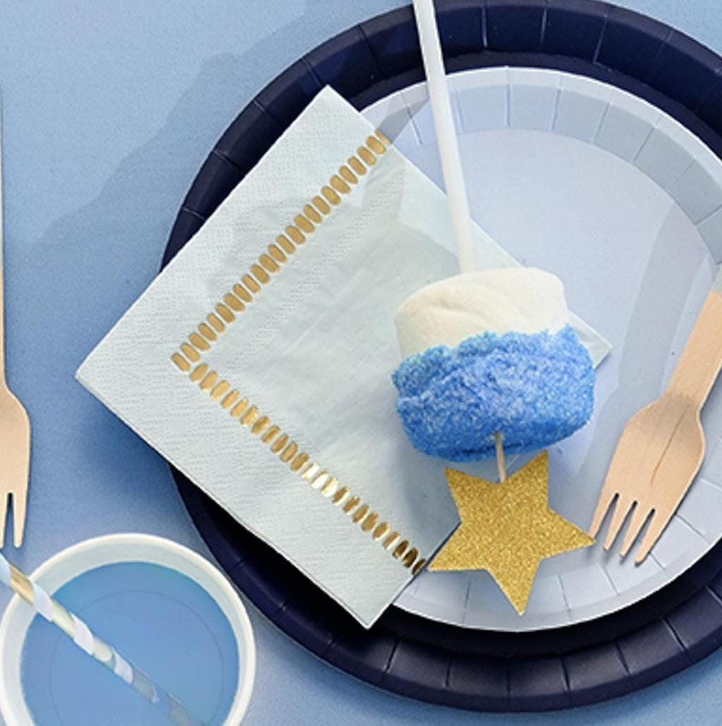 Light Blue & Gold Party Napkins - Stesha Party