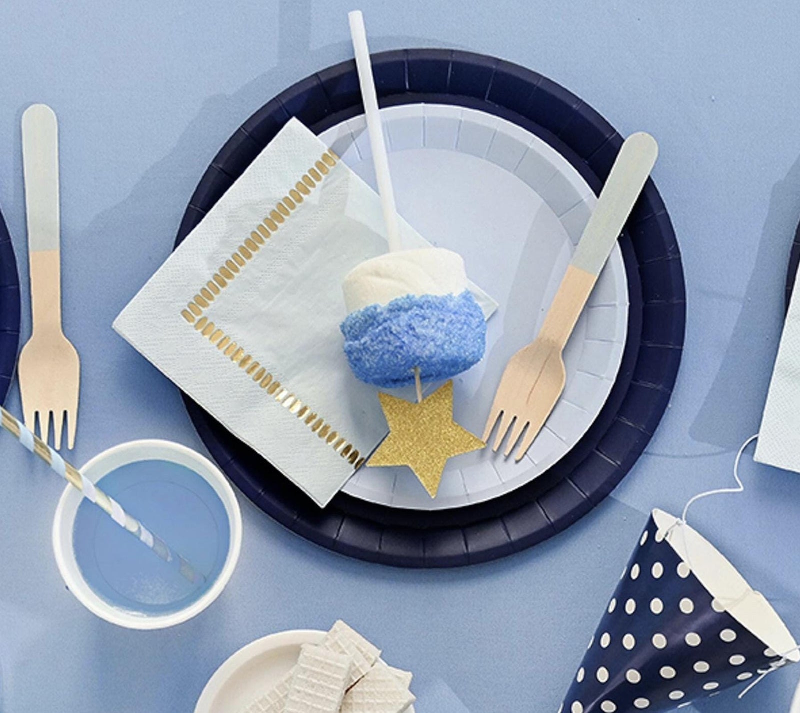 Light Blue & Gold Party Napkins - Stesha Party