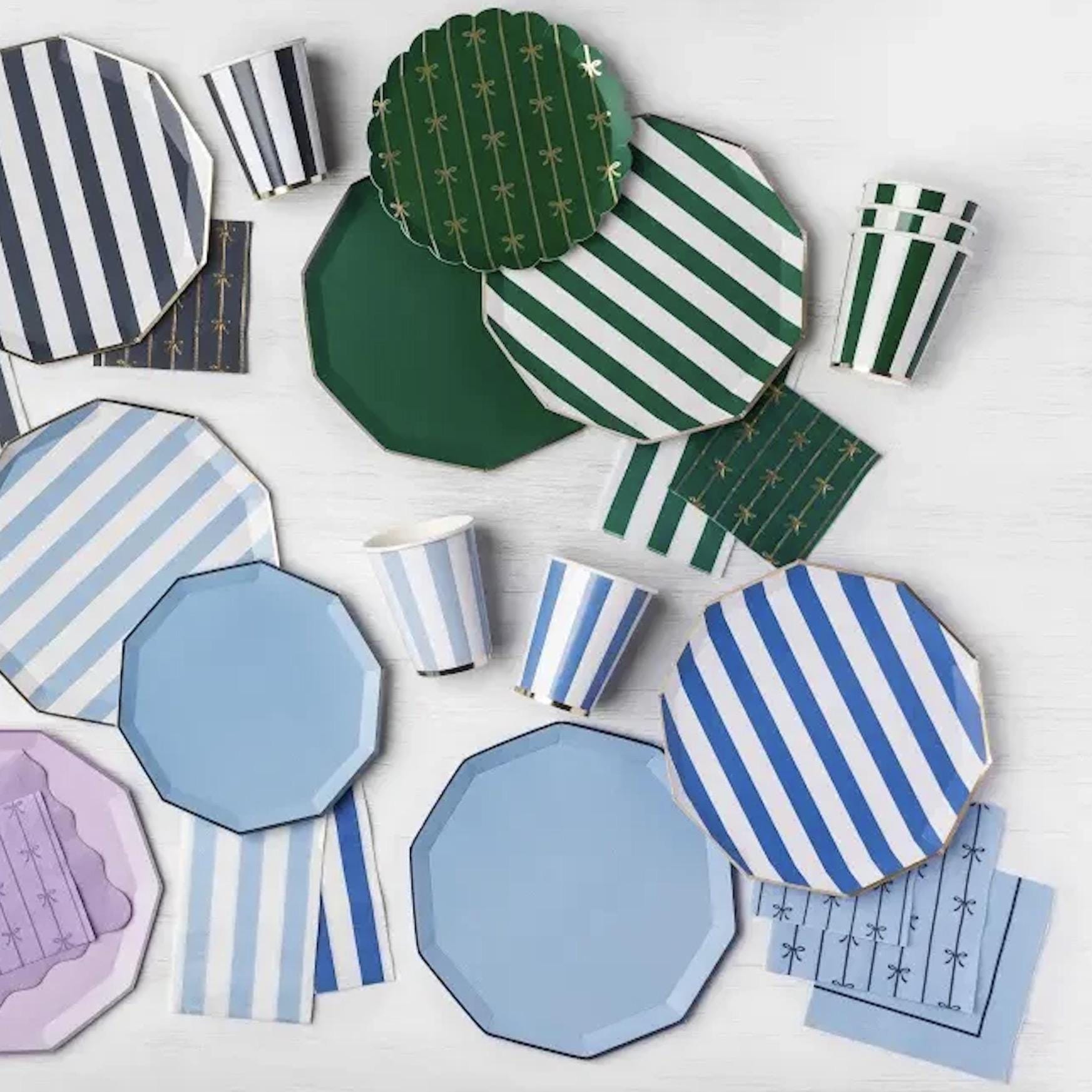 Light Blue Napkins Navy Border 20ct - Stesha Party