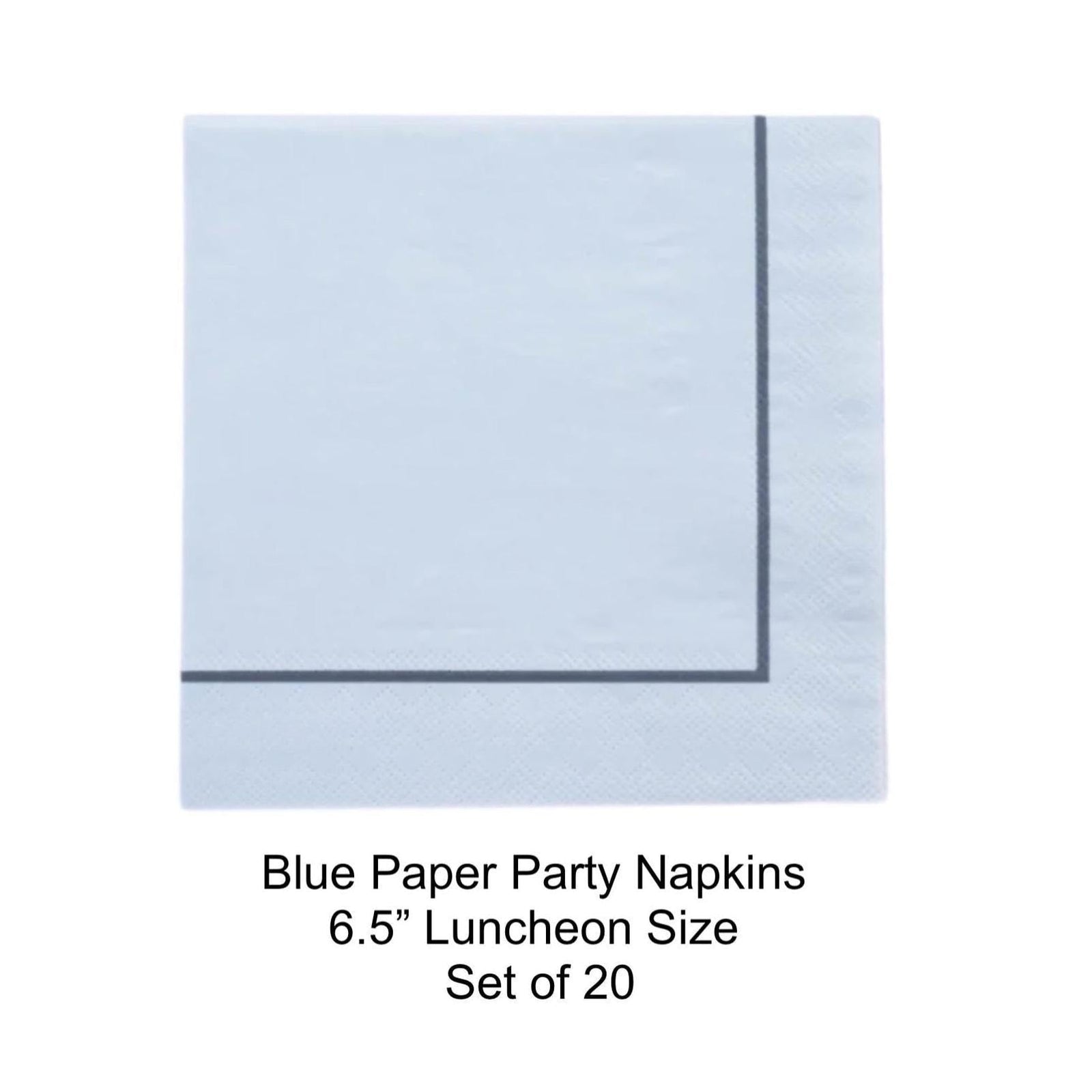Light Blue Napkins Navy Border 20ct - Stesha Party