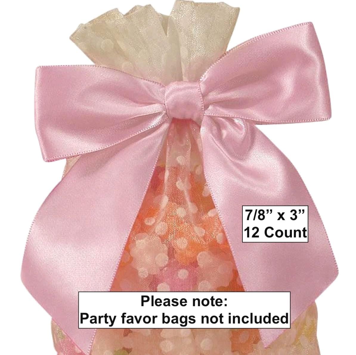 Light Pink Pre - Tied Satin Bows 12ct - Stesha Party