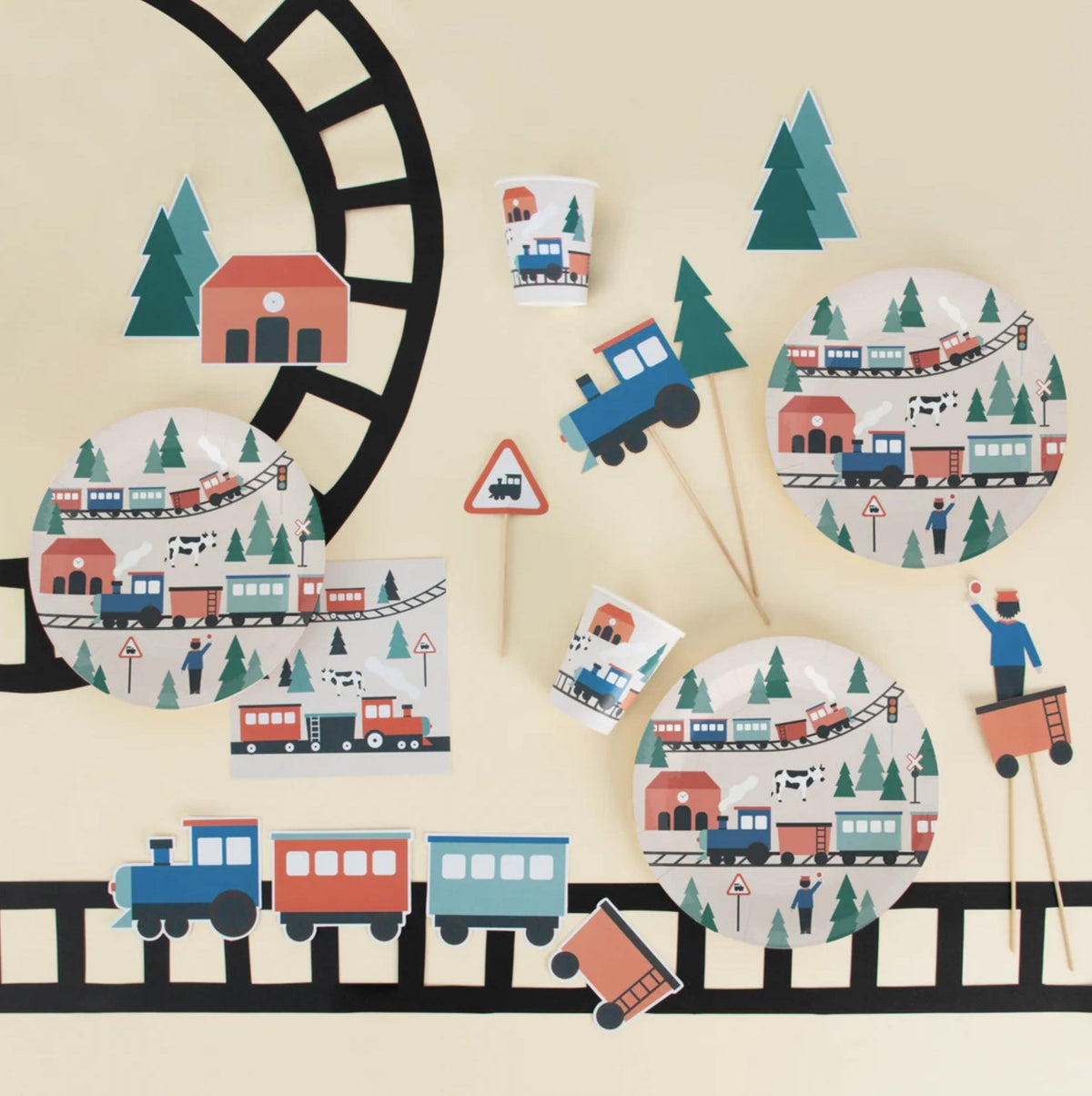 Locomotive Party Plates 8ct - Stesha Party