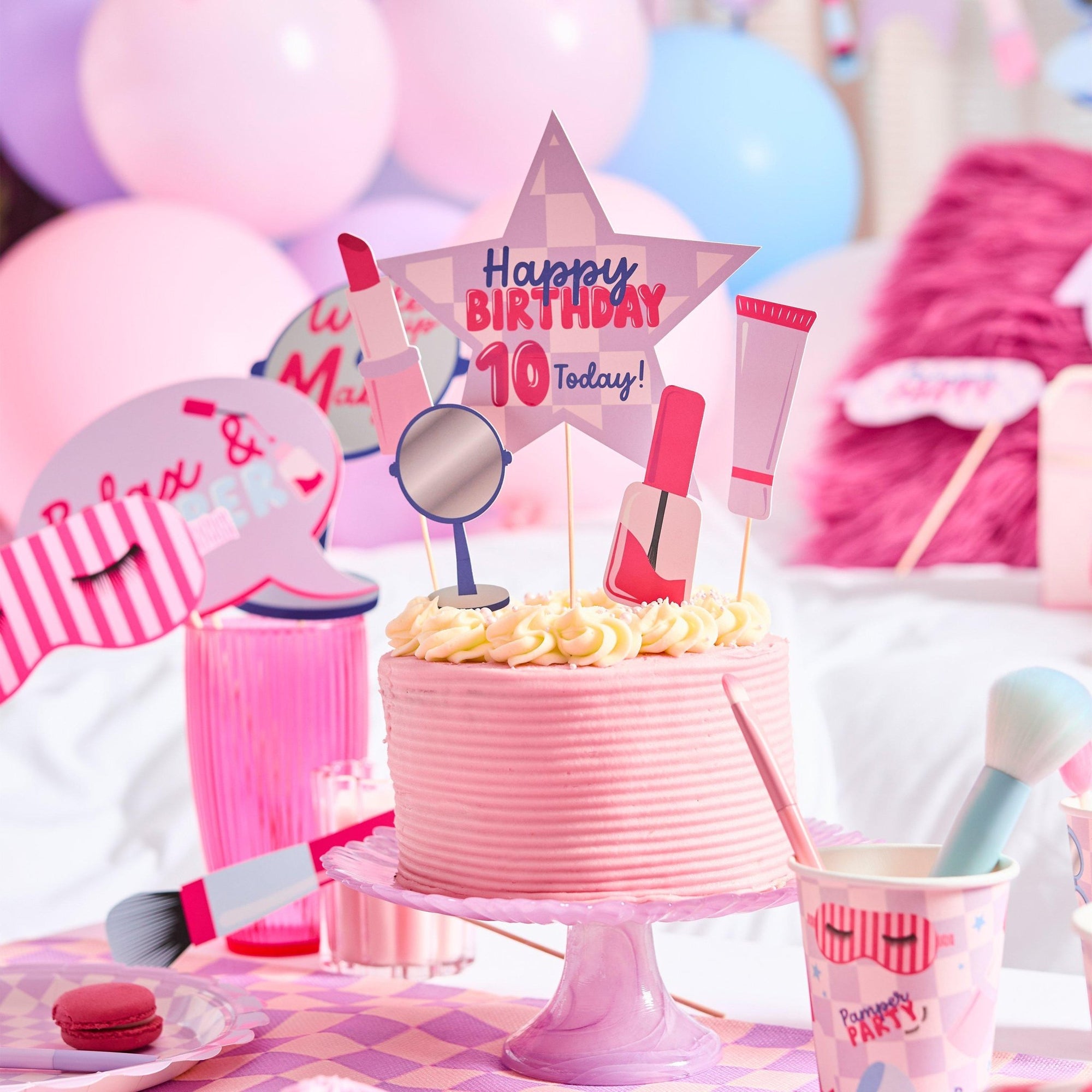 Makeup Cake Toppers with Custom Age - Stesha Party