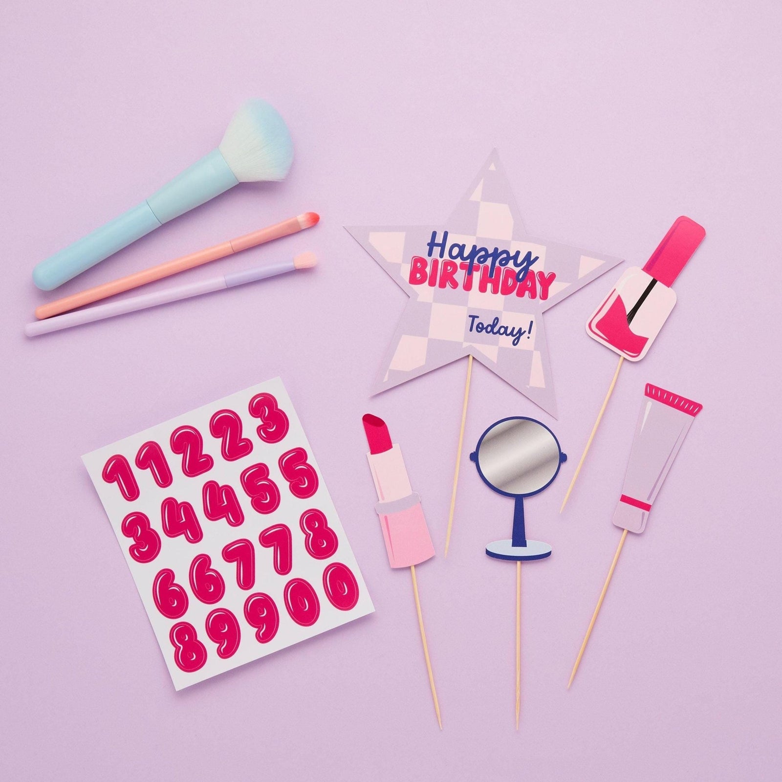 Makeup Cake Toppers with Custom Age - Stesha Party