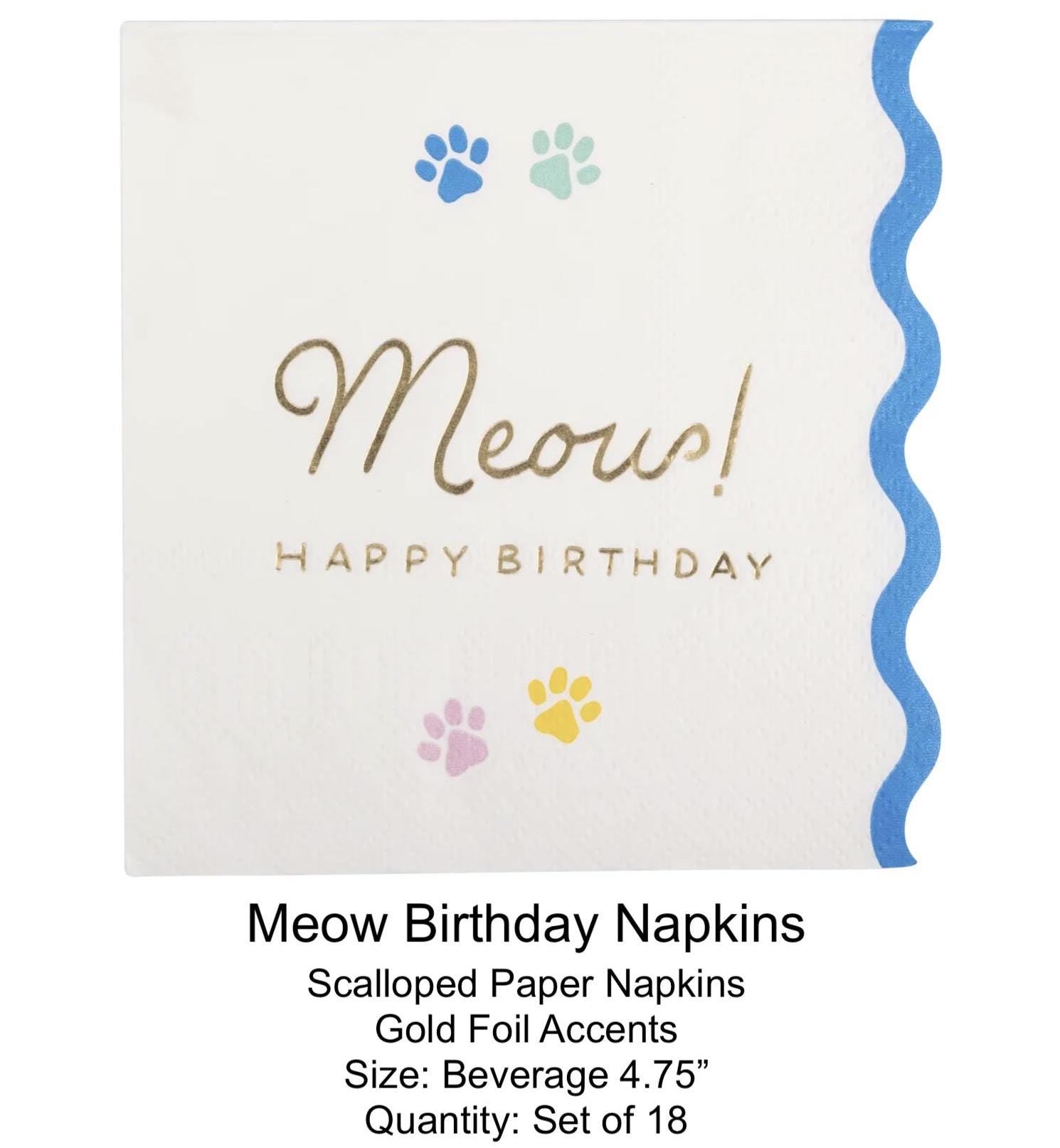 Meow Birthday Napkins 18ct - Stesha Party