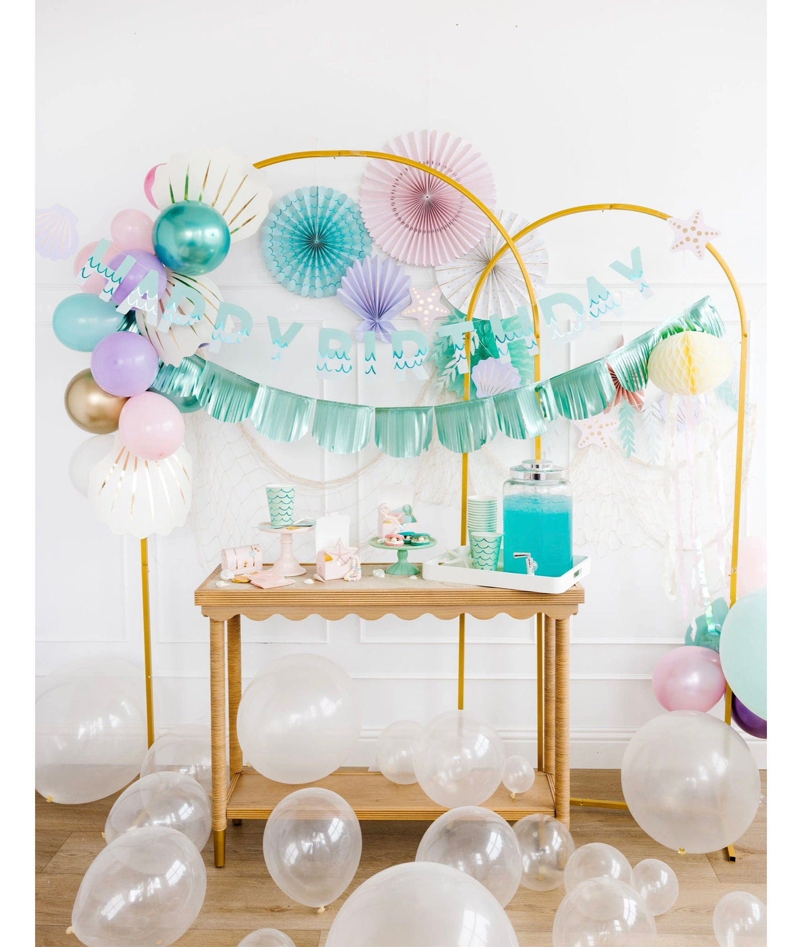 Mermaid Mint Paper Cups with Tails 8ct - Stesha Party