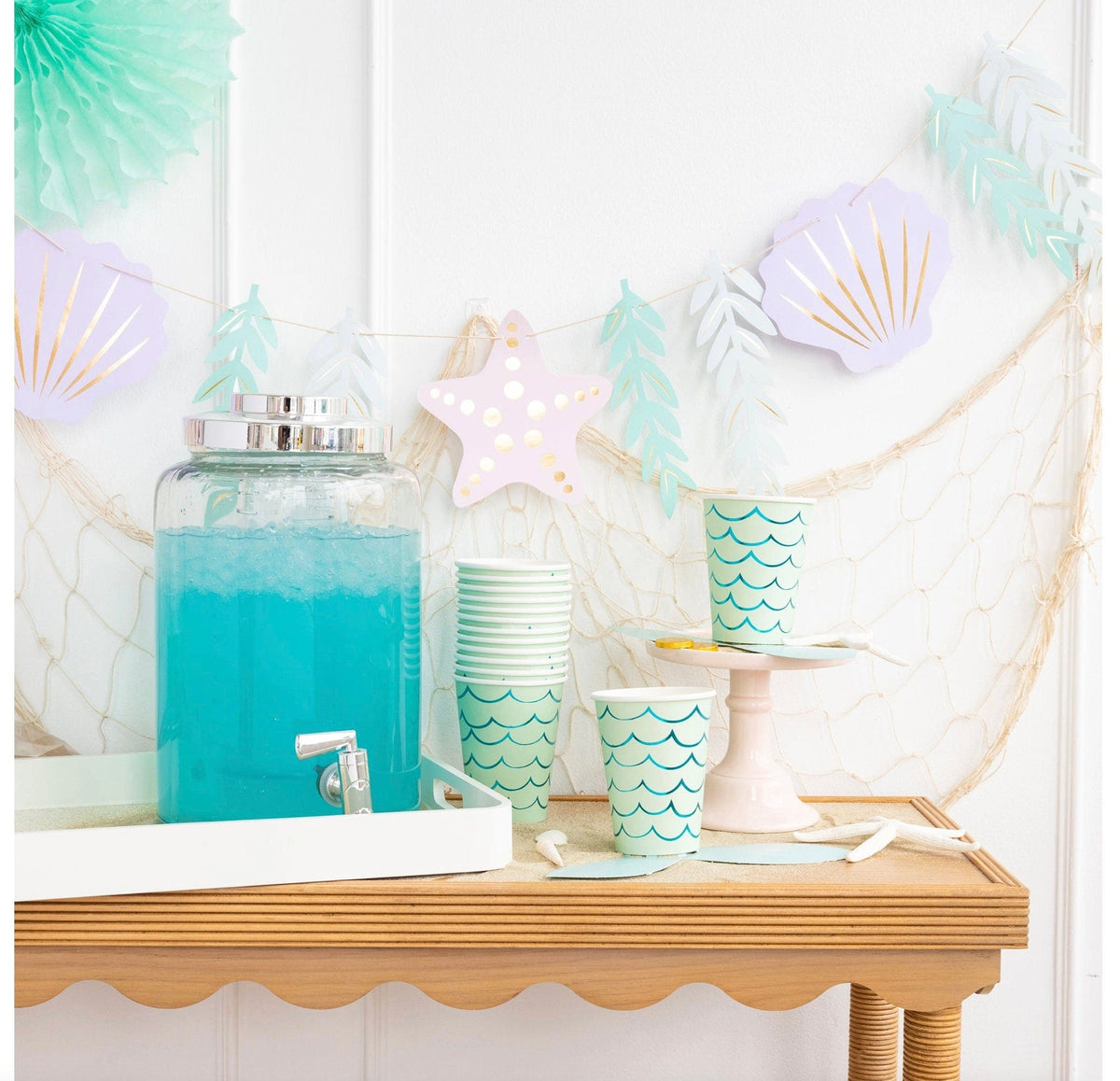 Mermaid Mint Paper Cups with Tails 8ct - Stesha Party