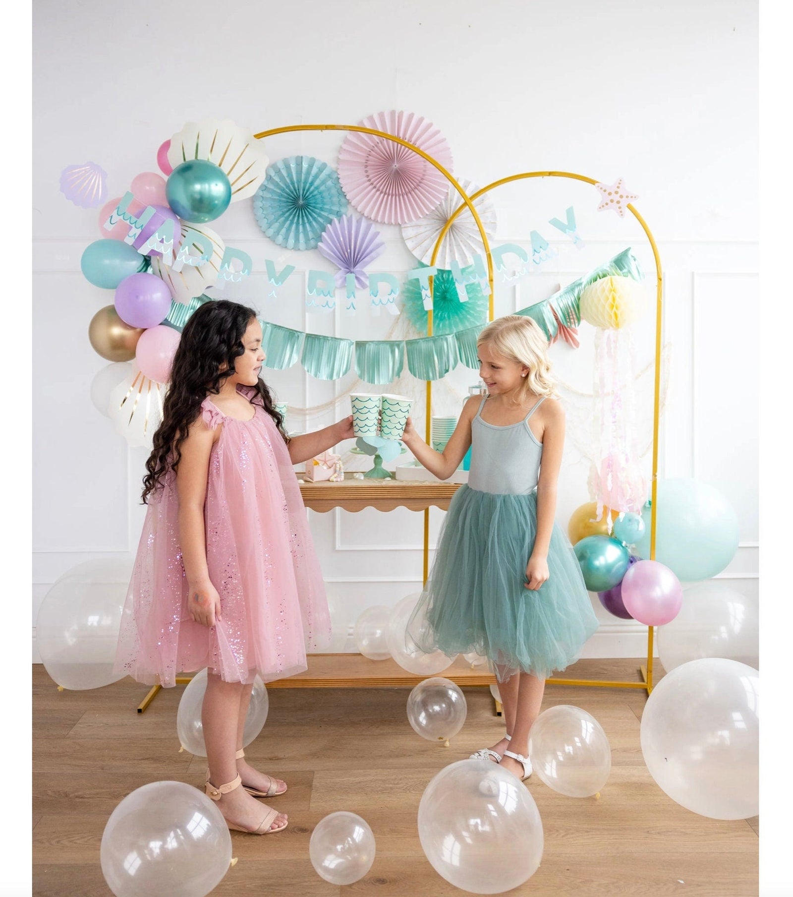 Mermaid Mint Paper Cups with Tails 8ct - Stesha Party