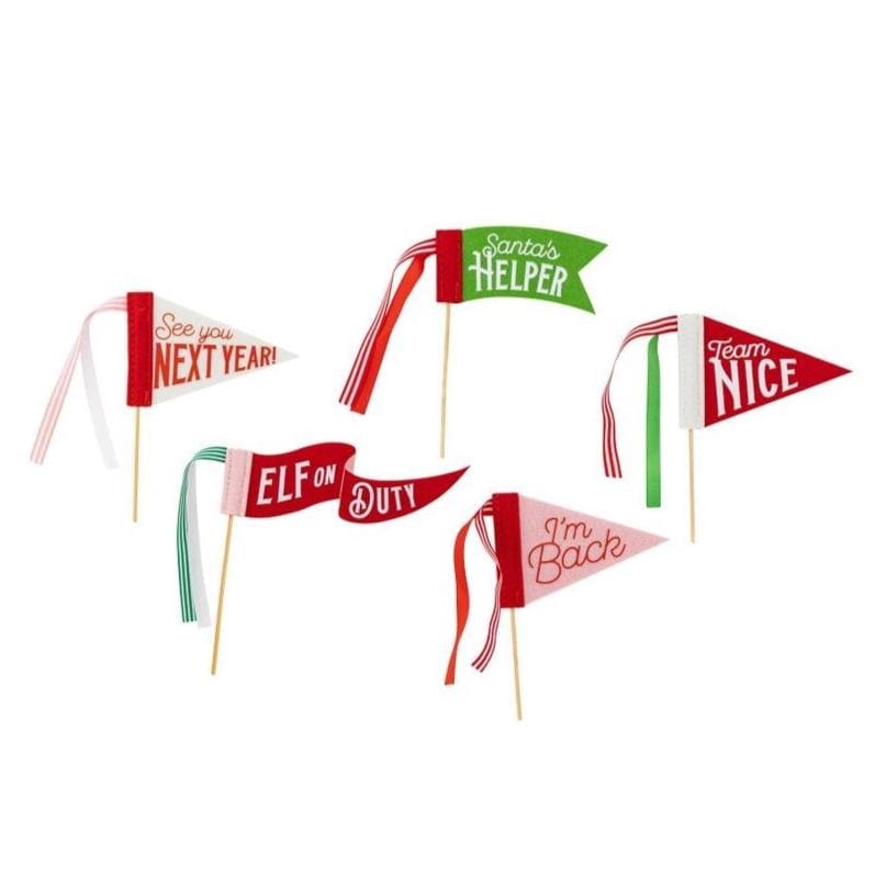 Mini Felt Holiday Pennant Flags - Stesha Party