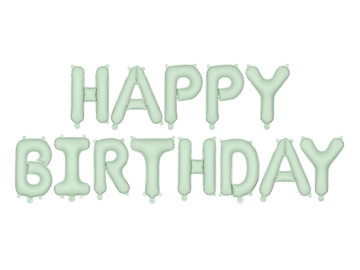 Mint Green Happy Birthday Balloon Banner - Stesha Party