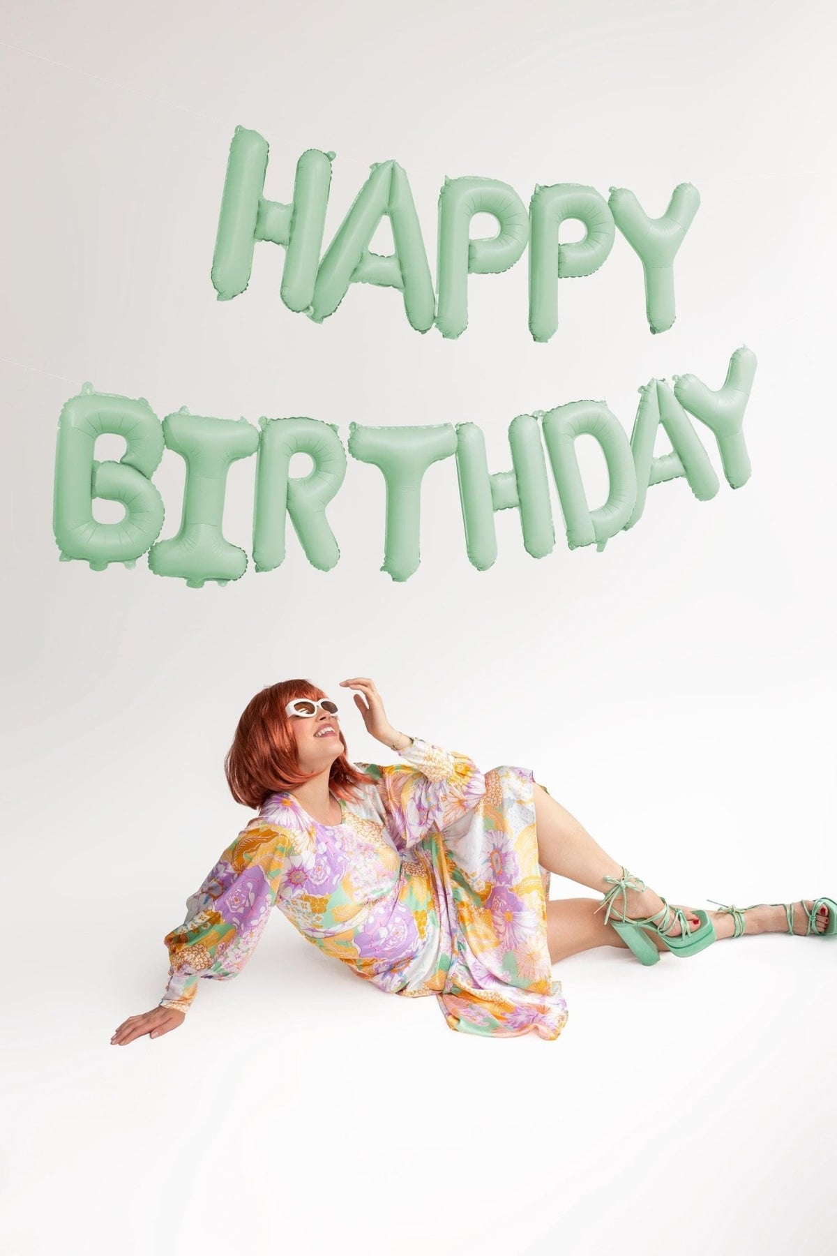 Mint Green Happy Birthday Balloon Banner - Stesha Party