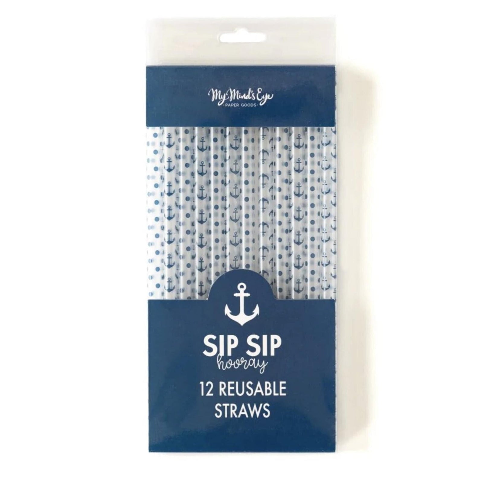 Nautical Party Reusable Plastic Drink Straws 12ct - Stesha Party