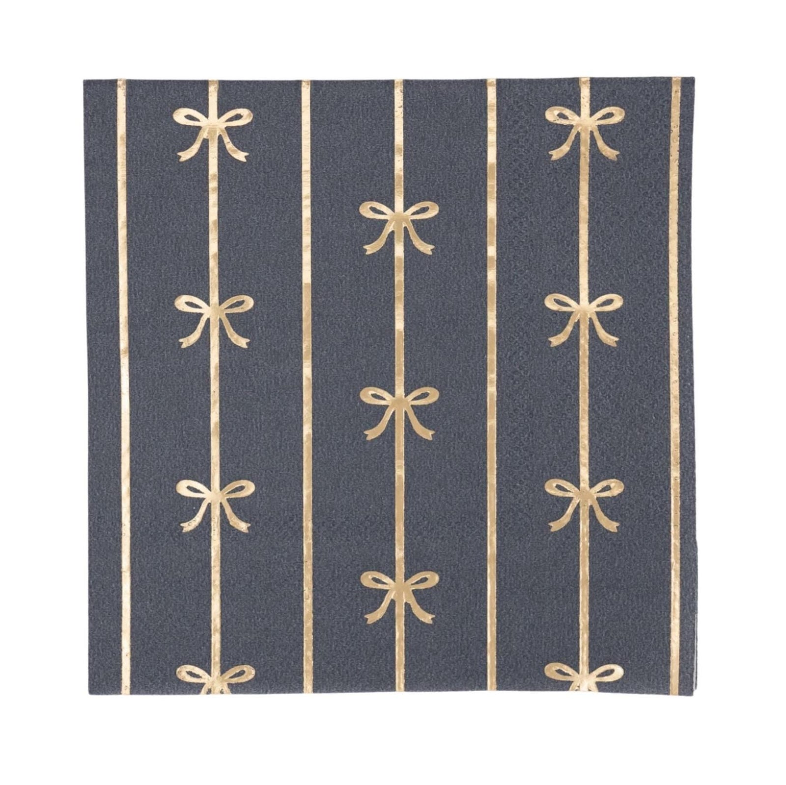 Navy Blue & Gold Foil Bows Beverage Napkins 20ct - Stesha Party