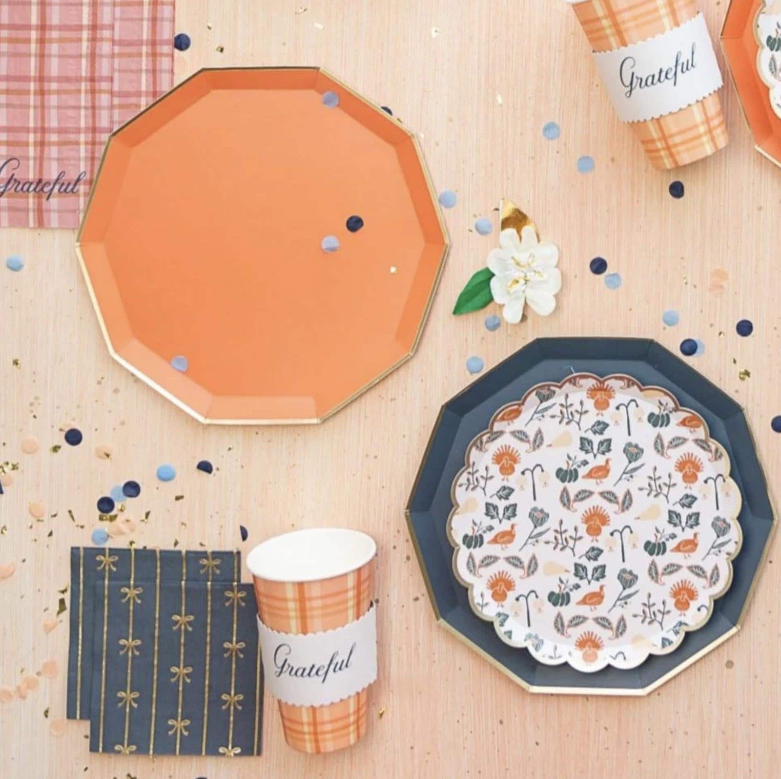 Navy Blue & Gold Foil Bows Beverage Napkins 20ct - Stesha Party