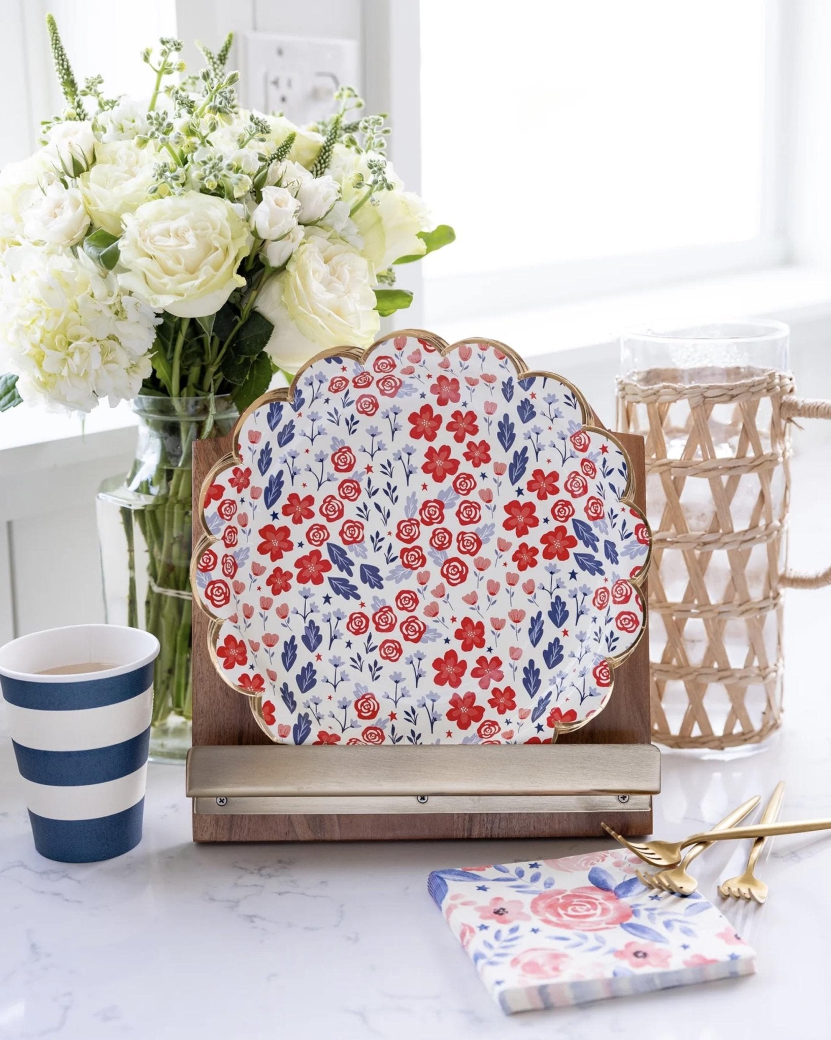 Navy Blue Striped Party Cups - Stesha Party