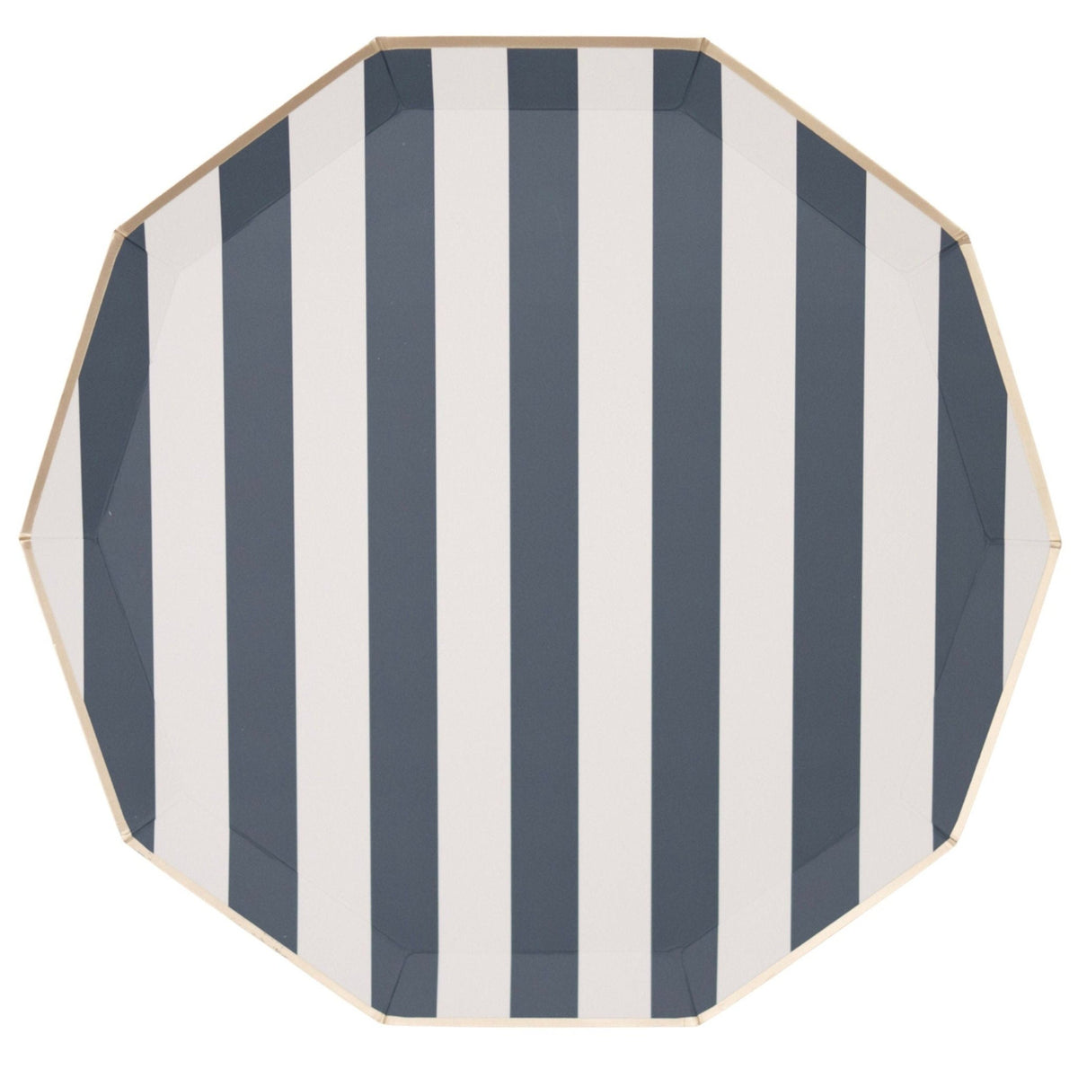 Navy Blue Striped Plates - Stesha Party