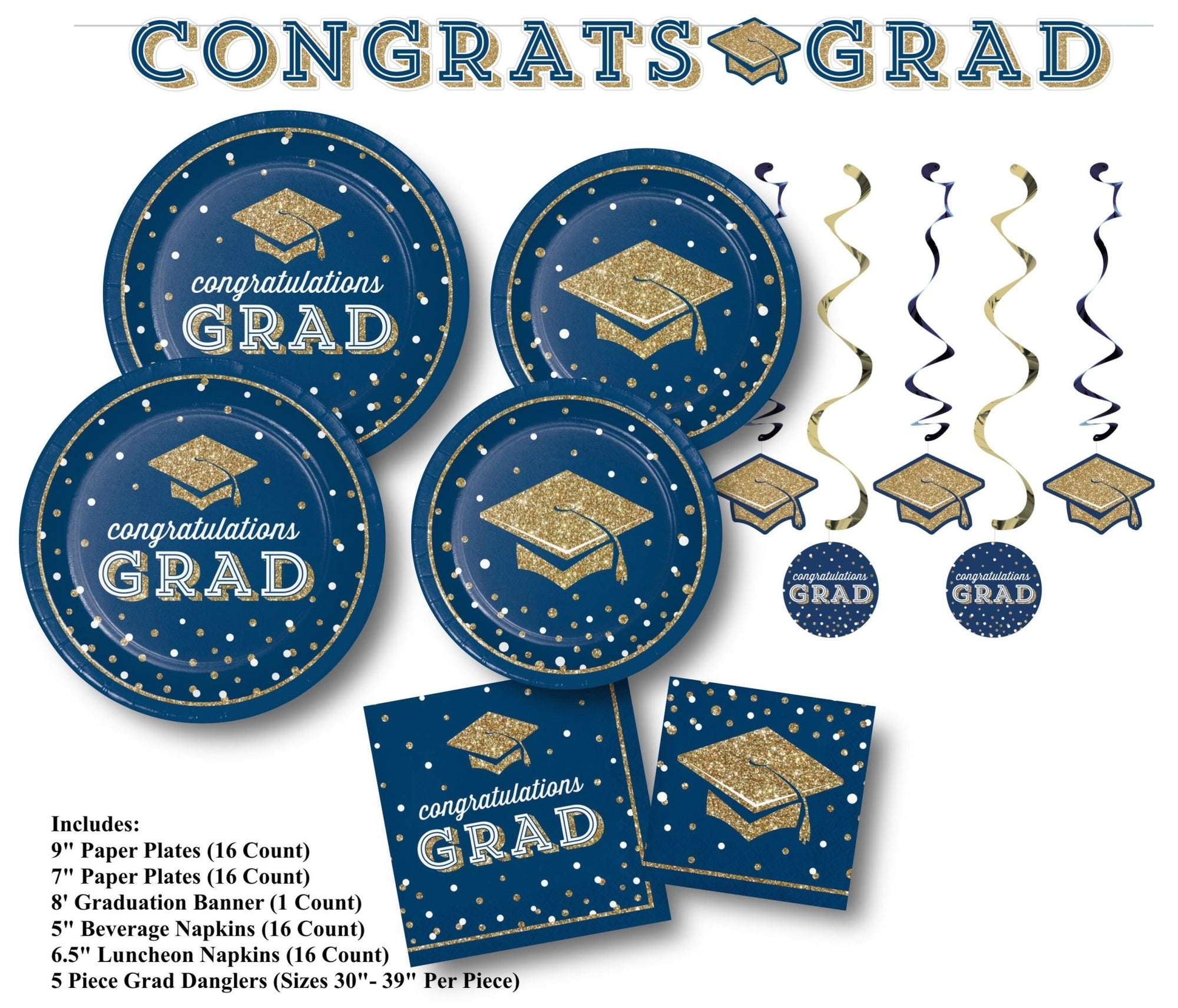 Navy & Gold Graduation Party Pack - Stesha Party