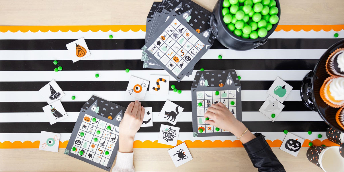 Orange and Black Striped Paper Table Runner - Stesha Party