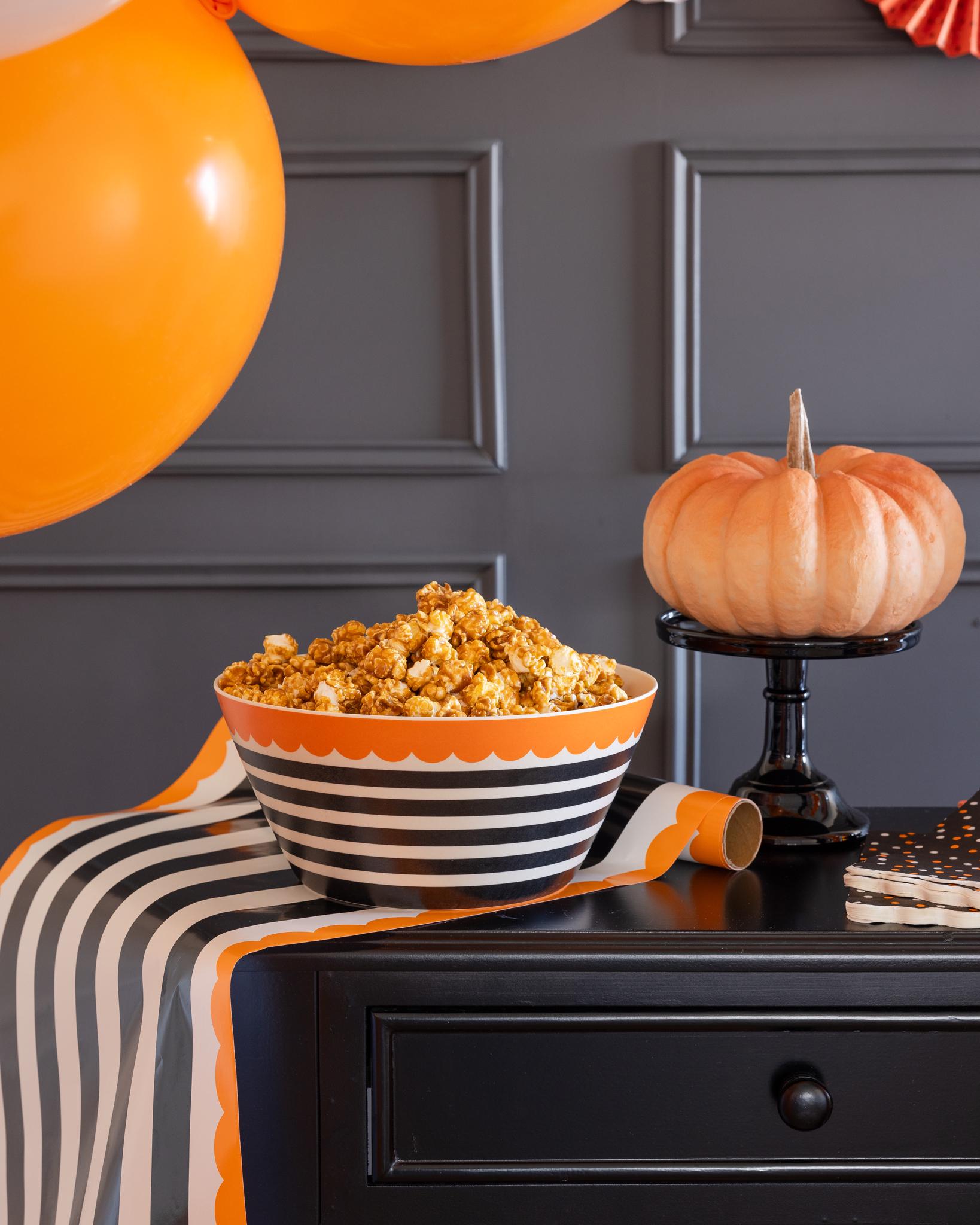 Orange and Black Striped Paper Table Runner - Stesha Party