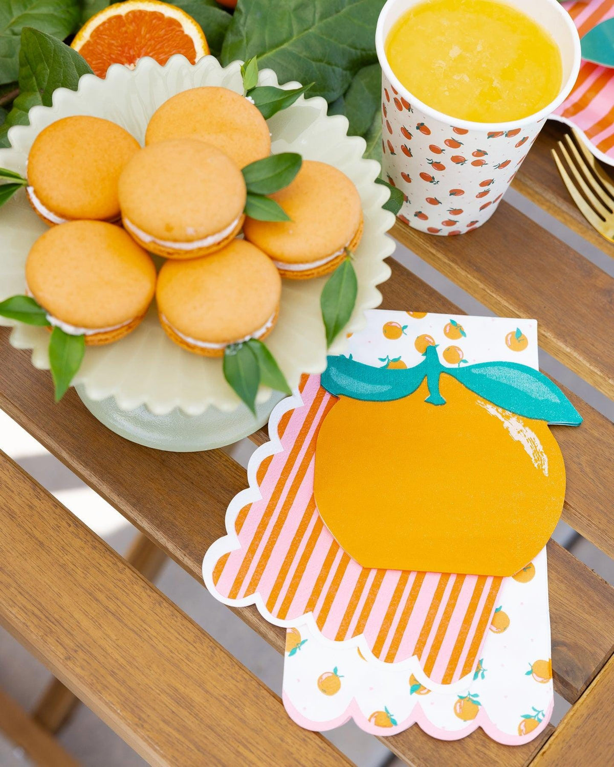 Orange Pink Striped Napkins 24ct - Stesha Party