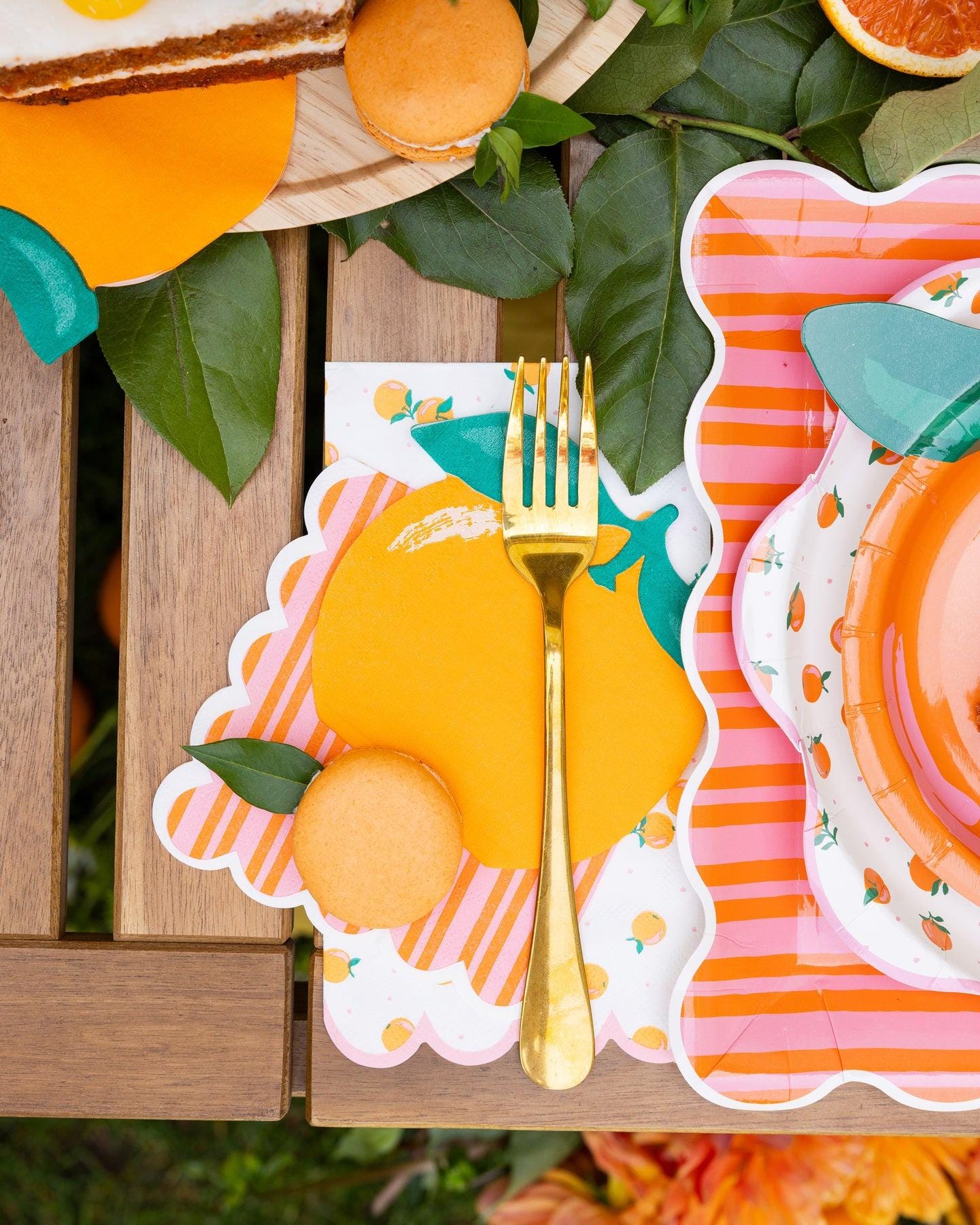 Orange Pink Striped Napkins 24ct - Stesha Party