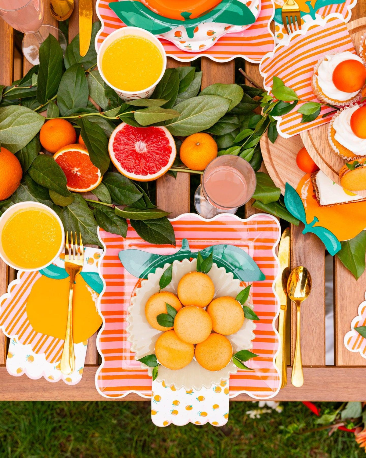 Orange Pink Striped Napkins 24ct - Stesha Party