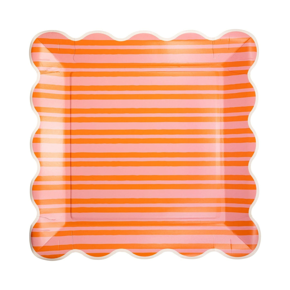 Orange Pink Striped Plates 8ct - Stesha Party