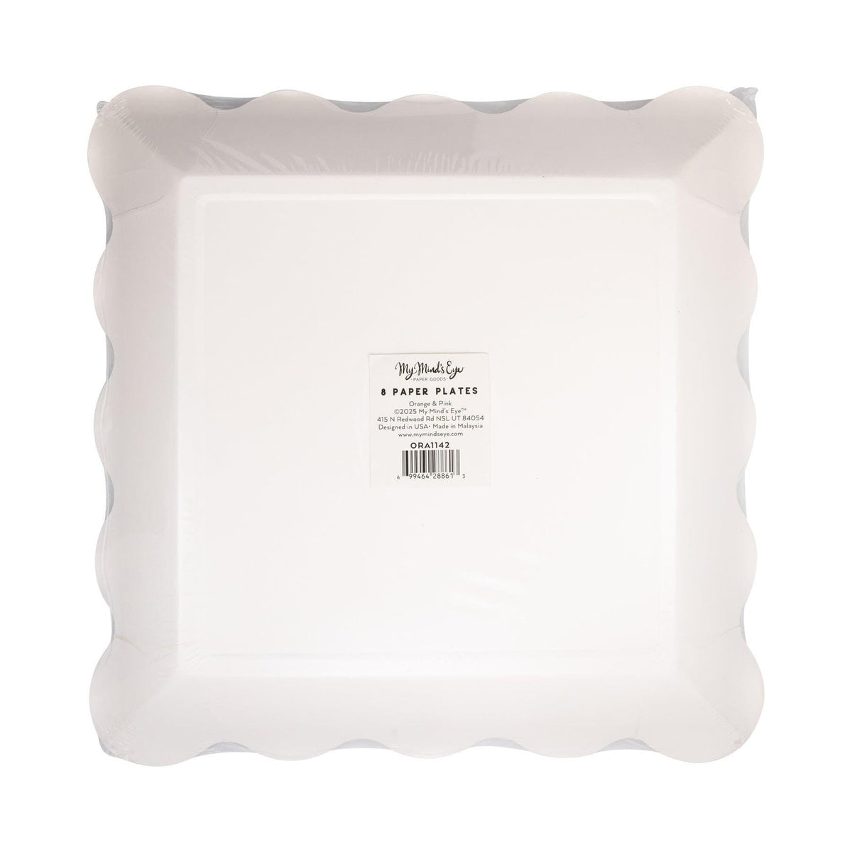 Orange Pink Striped Plates 8ct - Stesha Party