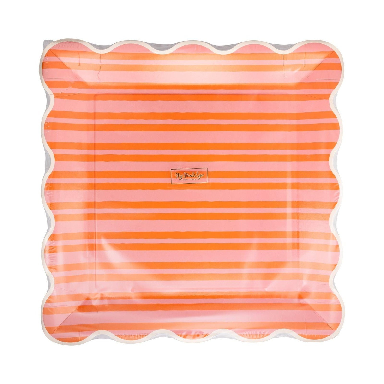 Orange Pink Striped Plates 8ct - Stesha Party