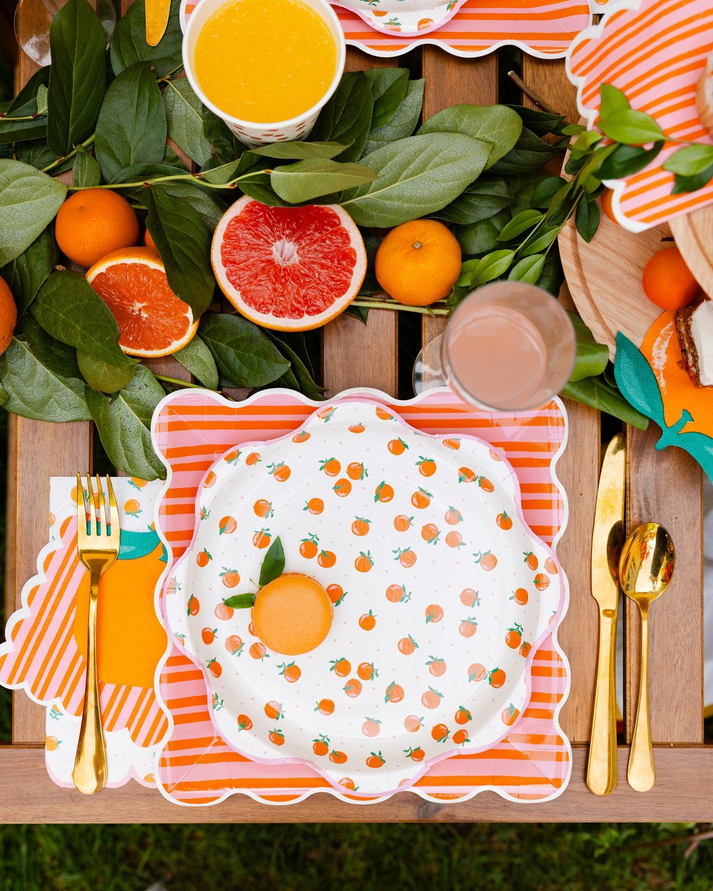 Orange Print Plates 8ct - Stesha Party