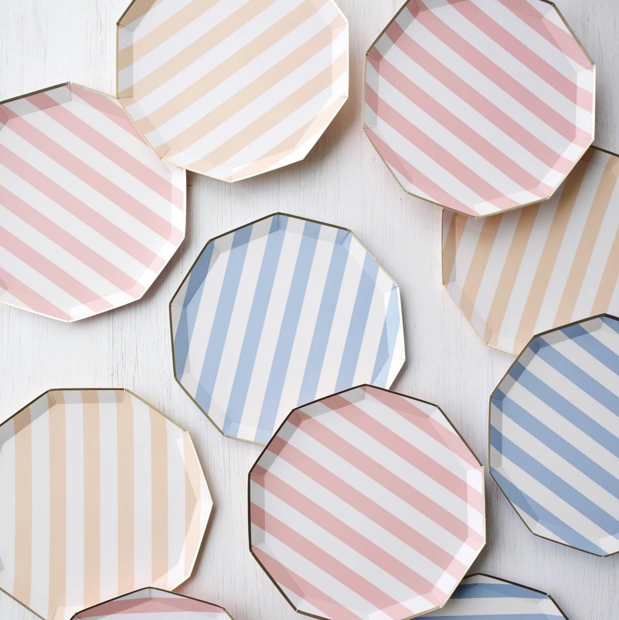 Pale Pink Striped Plates - Stesha Party