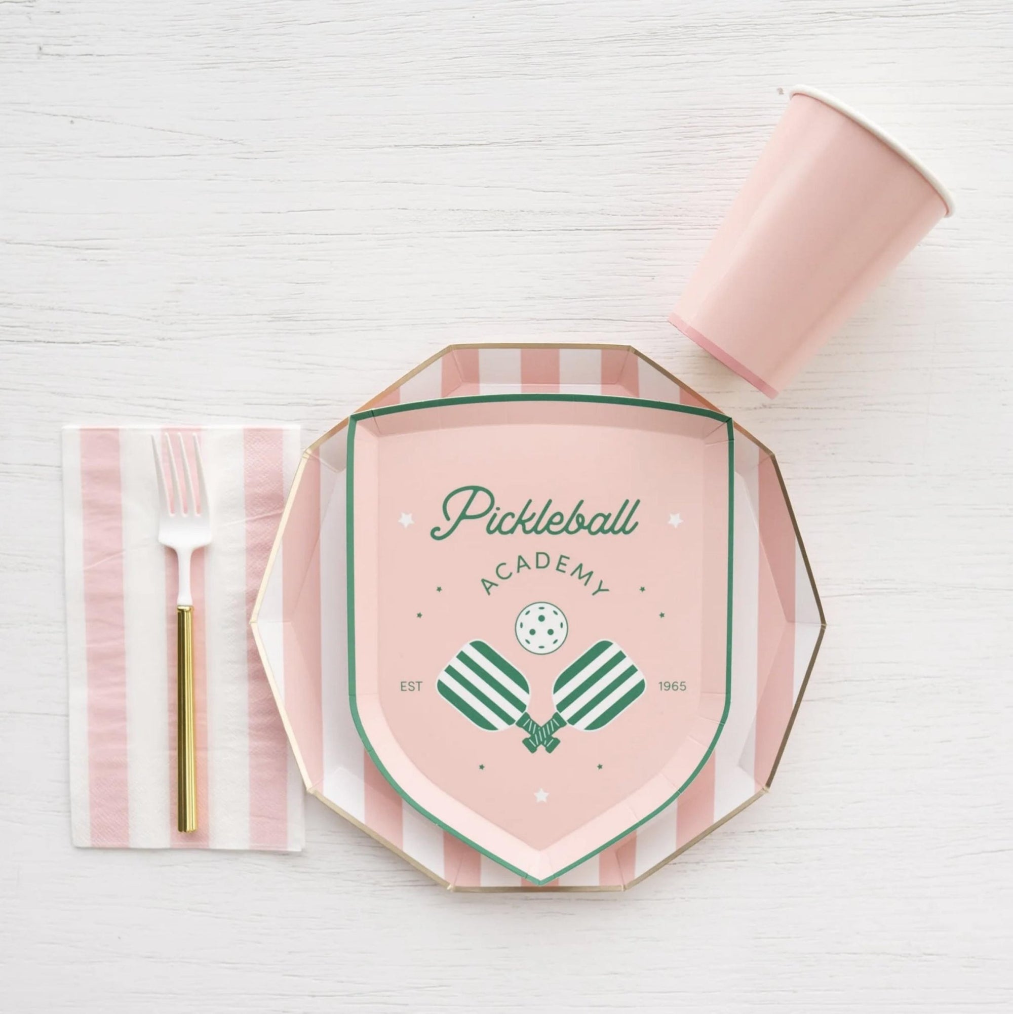 Pale Pink Striped Plates - Stesha Party